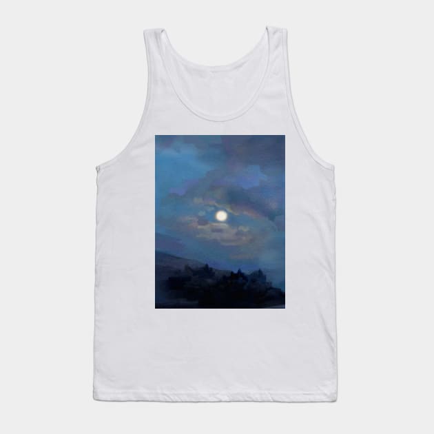 Evening Moonlit Landscape Tank Top by CozyPixelFluff